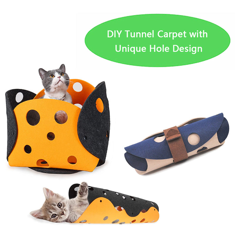 Cat Tunnel Cat Toy Felt Pom