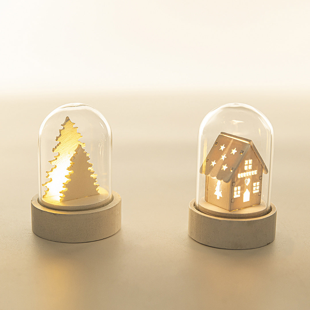 Luminous Wooden House Christmas Ornaments
