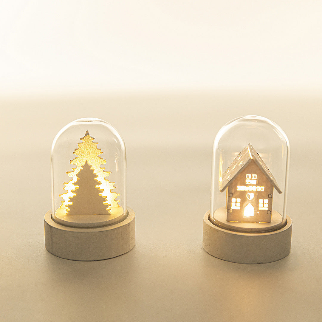 Luminous Wooden House Christmas Ornaments