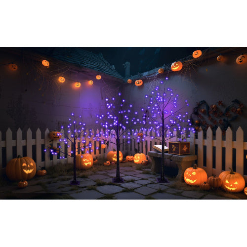 3 Pac Halloween Spooky Tree With Purple Lights
